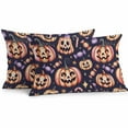thumbnail image 1 of Outdoor Waterproof Pillow Covers Scary Halloween Black Bats on Buffalo Decorative Throw Pillow Protectors,Orange Lattice Pillowcase Cushion Cases for Patio Sofa Garden Couch,20x20in,Pack of 2, 1 of 9