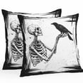 thumbnail image 1 of Outdoor Waterproof Pillow Covers Halloween Scary Skeleton Crow Decorative Throw Pillow Protectors,Black and White Pillowcase Cushion Cases for Patio Sofa Garden Couch,24x24in,Pack of 2, 1 of 9