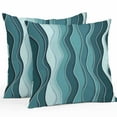 thumbnail image 1 of Outdoor Waterproof Pillow Covers OmbreTurquoise Ocean Waves Decorative Throw Pillow Protectors for Patio Sofa Garden Couch,26x26in 2 Pack, 1 of 9