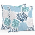 thumbnail image 1 of Outdoor Waterproof Pillow Covers Pack of 2, Coastal Ocean Coral Sea Blue Pink Theme Pattern Decorative Throw Pillowcases Cushion Covers for Garden Patio Tent Sofa Couch, 24x24 inch, 1 of 8