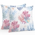 thumbnail image 1 of Outdoor Waterproof Pillow Covers Pack of 2, Ocean Plant Life Ocean Coral Starfish Crab Decorative Throw Pillowcases Cushion Covers for Garden Patio Tent Sofa Couch, 20x20 inch, 1 of 8