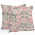 thumbnail image 1 of Outdoor Waterproof Pillow Covers Pack of 2, Pink Boho Vintage Ocean Shell Abstract Style Ethnic Decorative Throw Pillowcases Cushion Covers for Garden Patio Tent Sofa Couch, 16x16 inch, 1 of 8