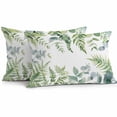 thumbnail image 1 of Outdoor Waterproof Pillow Covers Pack of 2, Summer Eucalyptus Leaf Plant White Background Farmhouse Decorative Throw Pillowcases Cushion Covers for Garden Patio Tent Sofa Couch, 20x12 inch, 1 of 8
