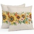 thumbnail image 1 of Outdoor Waterproof Pillow Covers Pack of 2, Summer Flowers Retro Starfish Conch Linen Texture Decorative Throw Pillowcases Cushion Covers for Garden Patio Tent Sofa Couch, 18x18 inch, 1 of 8