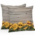 thumbnail image 1 of Outdoor Waterproof Pillow Covers Pack of 2, Summer Flowers Vintage Sunflower Sunglasses Wood Grain Decorative Throw Pillowcases Cushion Covers for Garden Patio Tent Sofa Couch, 18x18 inch, 1 of 8