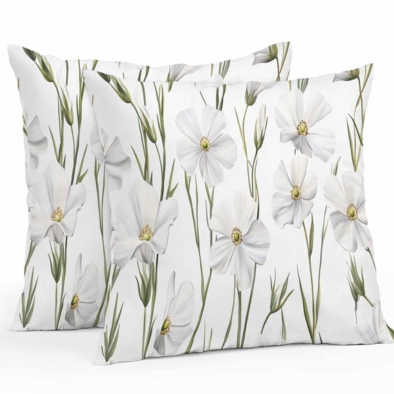Outdoor Waterproof Pillow Covers Pack of 2, Summer Flowers Vintage White Gardenia Farm Decorative Throw Pillowcases Cushion Covers for Garden Patio Tent Sofa Couch, 26x26 inch