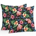thumbnail image 1 of Outdoor Waterproof Pillow Covers Pack of 2, Summer Shells Starfish Tropical Flowers Black Background Decorative Throw Pillowcases Cushion Covers for Garden Patio Tent Sofa Couch, 24x24 inch, 1 of 8