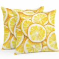 thumbnail image 1 of Outdoor Waterproof Pillow Covers Pack of 2, Summer Watercolor Yellow Lemon Slice Decorative Throw Pillowcases Cushion Covers for Garden Patio Tent Sofa Couch, 16x16 inch, 1 of 8