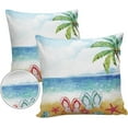 thumbnail image 1 of Outdoor Waterproof Pillow Covers for Patio Furniture Flip Flops Summer Beach Decorative Throw Pillow Cover Starfish Coco Tree Pillowcases Set of 2 Cushion Case for Sofa Couch Chair Home 18x18 inch, 1 of 6