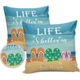 thumbnail image 1 of Outdoor Waterproof Pillow Covers for Patio Furniture Summer Beach Starfish Throw Pillow Cover Life Is Better in Flip Flops Pillowcases Set of 2 Cushion Case for Sofa Couch Chair Home Decor 16x16 inch, 1 of 6