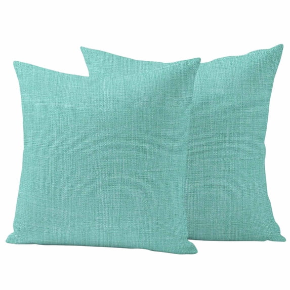 Outdoor Waterproof Pillow Covers Rustic Linen Texture Decorative Throw Pillow Protectors,Pillowcase Cushion Cases for Patio Sofa Garden Couch,16x16in,Pack of 2