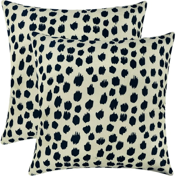 Outdoor Waterproof Pillow Covers Set of 2 18x18 Inch Polka Dot Throw Pillow Covers in Black and Cream for Farmhouse Outside Patio Furniture Porch Durable and Stylish