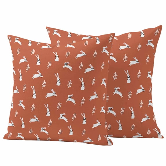 Outdoor Waterproof Pillow Covers Spring Easter Bunny with Black Bow Decorative Throw Pillow Protectors,Pillowcase Cushion Cases for Patio Sofa Garden Couch,18x18in,Pack of 2