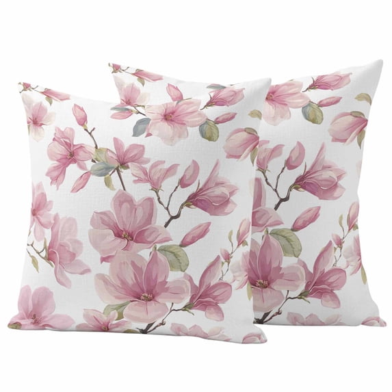 Outdoor Waterproof Pillow Covers Spring Pink Blossom Flower Decorative Throw Pillow Protectors,Pillowcase Cushion Cases for Patio Sofa Garden Couch,16x16in,Pack of 2