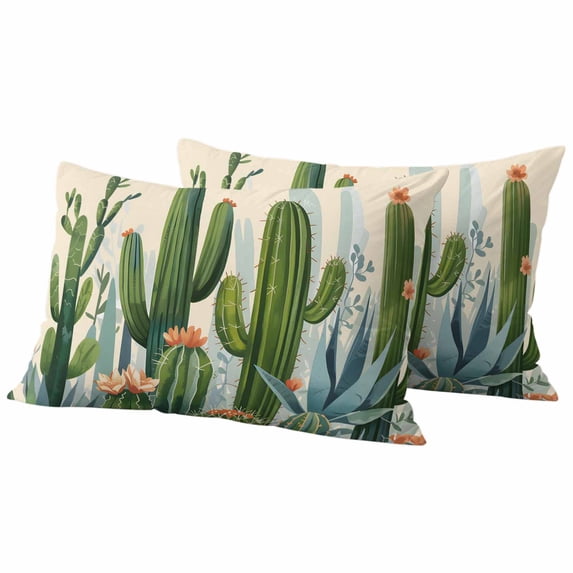 Outdoor Waterproof Pillow Covers Summer Cactus Tropical Plants Decorative Throw Pillow Protectors,Pillowcase Cushion Cases for Patio Sofa Garden Couch,20x12in,Pack of 2
