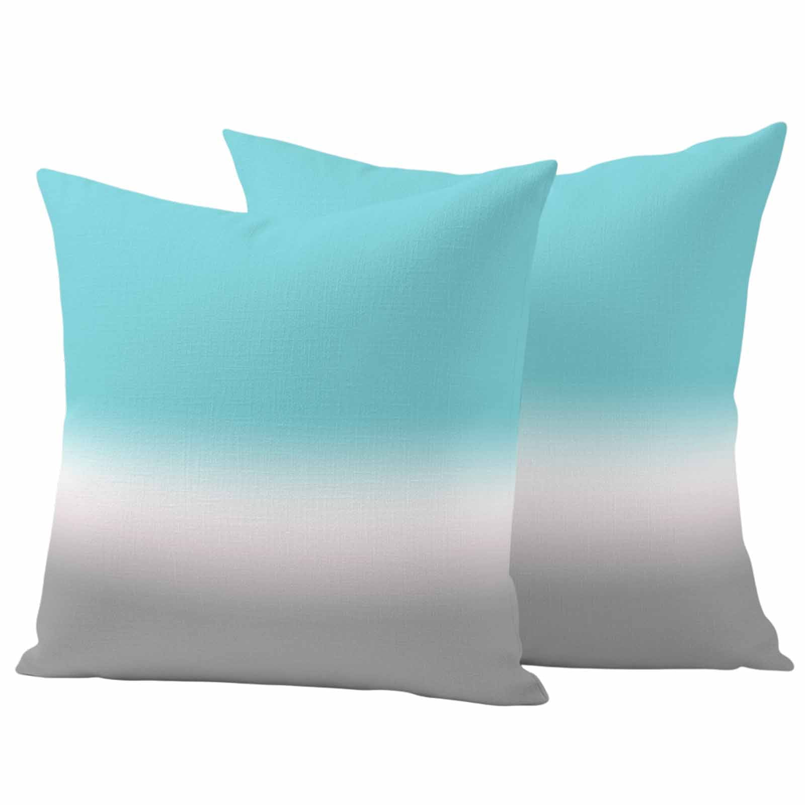 Outdoor Waterproof Pillow Covers Teal to Gray Gradient Decorative Throw Pillow Protectors,Pillowcase Cushion Cases for Patio Sofa Garden Couch,16x16in,Pack of 2