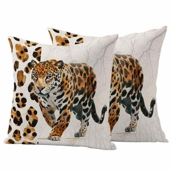 Outdoor Waterproof Pillow Covers Tiger Leopard Vintage Branch Decorative Throw Pillow Protectors,Pillowcase Cushion Cases for Patio Sofa Garden Couch,16x16in,Pack of 2