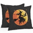 thumbnail image 1 of Outdoor Waterproof Pillow Covers Witch Broom Halloween Night Moon Decorative Throw Pillow Protectors,Pumpkin Bat Black Damask Flower Pillowcase Cushion Cases for Patio Sofa Garden,16x16in,2 Pack, 1 of 9