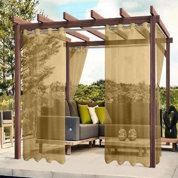 Outdoor Waterproof Polyester Rain Curtain - Semi-Shading Window Screen for Pavilions and Courtyards Orange
