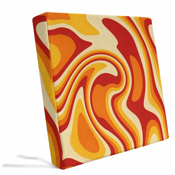 Outdoor Waterproof Seat Cushion Covers,Vector Psychedelic Groovy Back Washable Chair Replacement Cover,Colorful Modern Abstract Liquid Art Patio Furniture Couch Sofa Seat Slipcover,20"x18"x2pcs