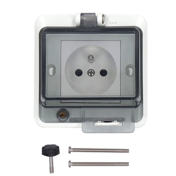 Outdoor Waterproof Socket Box Garden Concealed IP66 1 Gang Unswitched 250V 16A French Style Electrical Receptacle - 3.9 in x 3.9 in / 10.0 cm x 10.0 cm