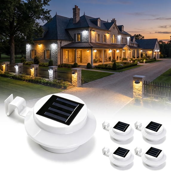 Hdb Railing Outdoor Waterproof Solar LED Gutter Wall Lights, Dusk to Dawn Security ...
