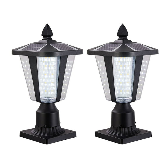 Efdelf Outdoor Solar Lamp Post Light Modern Dusk to Dawn LED Aluminum Housing 15 Inch Tall 2 Pack