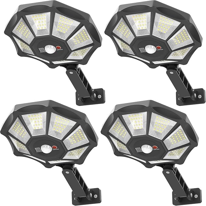 Outdoor Waterproof Solar Light, 168LED 6500K Flood Light, Dusk to Dawn, 8-Sided Solar Flood Light with Motion Sensor, IP66 Waterproof Solar Parking Light for Yard, Pool