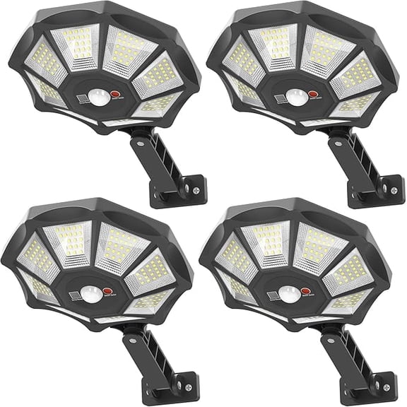 Outdoor Waterproof Solar Light, 168LED 6500K Flood Light, Dusk to Dawn, 8-Sided Solar Flood Light with Motion Sensor, IP66 Waterproof Solar Parking Light for Yard, Pool