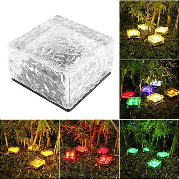 Outdoor Waterproof Solar Lights Led Ice Brick Lamp Stair Step Paver Lamp Yard Patio Lawn Garden Decoration Light A