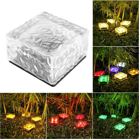Outdoor Waterproof Solar Lights Led Ice Brick Lamp Stair Step Paver Lamp Yard Patio Lawn Garden Decoration Light D