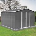 thumbnail image 1 of Outdoor Waterproof Storage Shed, 10 x 8Ft Gable Sloping Roof Storing Tools Metal Shed with Double Door, 1 of 8