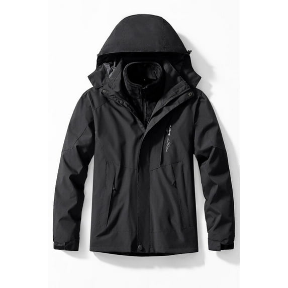 Outdoor Waterproof Suits Men's Women's Two-pieces Sets 3 in 1 Thick Warm Coats Camping Windbreaker Winter Coat Hiking Windproof (men gray,XS 20-30KG)