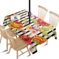 thumbnail image 1 of Outdoor Waterproof Tablecloth with Umbrella Hole and Zipper,Black Stripe Background Red Roses Rectangle Reusable Durable Decor Table Cover for Party Picnic Patio 60×84 Inch, 1 of 1