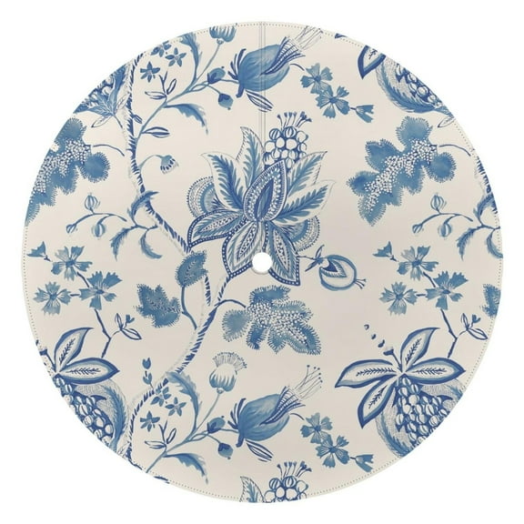 Outdoor Waterproof Tablecloth with Umbrella Hole and Zipper,Bohemian Retro Floral Round Reusable Durable Decor Table Cover for Party Picnic Patio 60×60 Inch