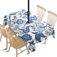 thumbnail image 1 of Outdoor Waterproof Tablecloth with Umbrella Hole and Zipper,Boho Style Vintage Rectangle Reusable Durable Decor Table Cover for Party Picnic Patio 60×84 Inch, 1 of 1