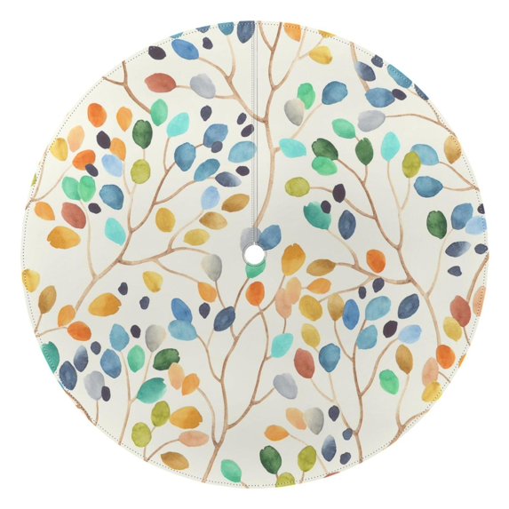 Outdoor Waterproof Tablecloth with Umbrella Hole and Zipper,Botanical Leaves Floral Round Reusable Durable Decor Table Cover for Party Picnic Patio 60×60 Inch