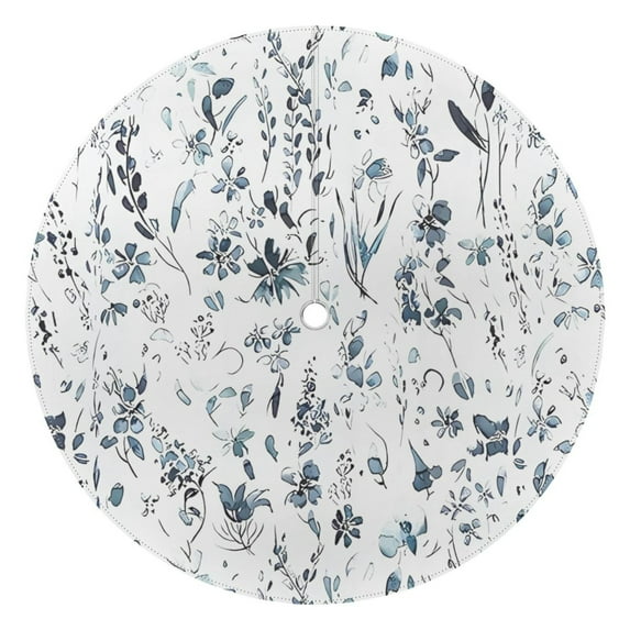 Outdoor Waterproof Tablecloth with Umbrella Hole and Zipper,Botanical Leaves Floral Round Reusable Durable Decor Table Cover for Party Picnic Patio 60×60 Inch