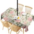thumbnail image 1 of Outdoor Waterproof Tablecloth with Umbrella Hole and Zipper,Pioneer Beautiful Pink Roses Bush Rectangle Reusable Durable Decor Table Cover for Party Picnic Patio 60×120 Inch, 1 of 1
