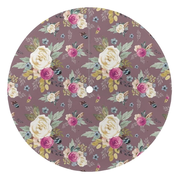 Outdoor Waterproof Tablecloth with Umbrella Hole and Zipper,Pioneer Boho Autumn Floral Round Reusable Durable Decor Table Cover for Party Picnic Patio 60×60 Inch