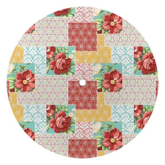 Outdoor Waterproof Tablecloth with Umbrella Hole and Zipper,Pioneer Colorful Floral Round Reusable Durable Decor Table Cover for Party Picnic Patio 60×60 Inch