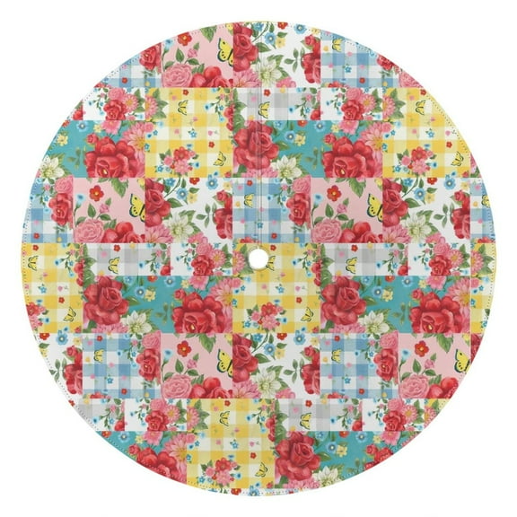 Outdoor Waterproof Tablecloth with Umbrella Hole and Zipper,Pioneer Colorful Floral Round Reusable Durable Decor Table Cover for Party Picnic Patio 60×60 Inch