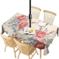 thumbnail image 1 of Outdoor Waterproof Tablecloth with Umbrella Hole and Zipper,Pioneer Dark Red Roses Bouquet Beautifu Rectangle Reusable Durable Decor Table Cover for Party Picnic Patio 60×120 Inch, 1 of 1