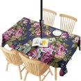 thumbnail image 1 of Outdoor Waterproof Tablecloth with Umbrella Hole and Zipper,Pioneer Navy Floral Print Rectangle Reusable Durable Decor Table Cover for Party Picnic Patio 60×120 Inch, 1 of 1