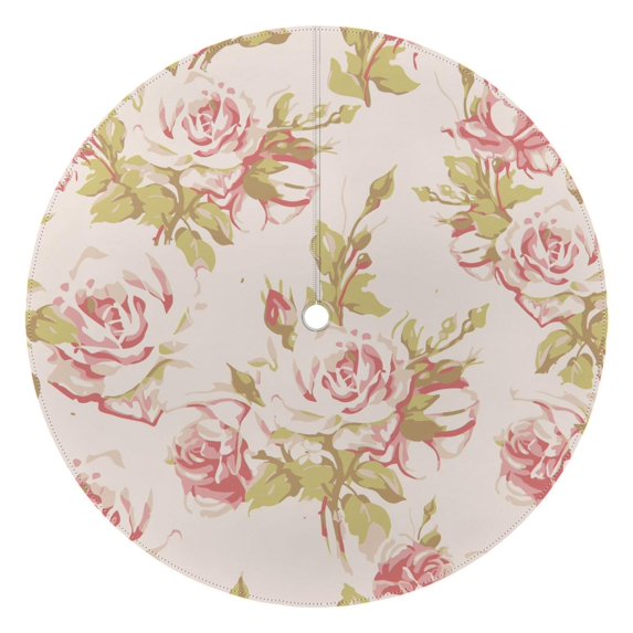 Outdoor Waterproof Tablecloth with Umbrella Hole and Zipper,Pioneer Painting Watercolor Rose Flower Round Reusable Durable Decor Table Cover for Party Picnic Patio 60×60 Inch