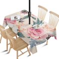 thumbnail image 1 of Outdoor Waterproof Tablecloth with Umbrella Hole and Zipper,Pioneer Pink Wild Fresh Peony Flowers Rectangle Reusable Durable Decor Table Cover for Party Picnic Patio 60×84 Inch, 1 of 1