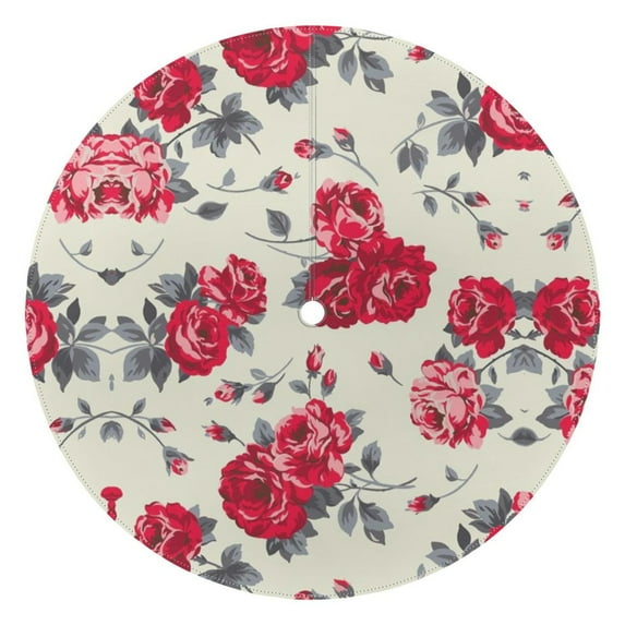 Outdoor Waterproof Tablecloth with Umbrella Hole and Zipper,Pioneer Vintage-inspired Roses in Chic Modern Colours Round Reusable Durable Decor Table Cover for Party Picnic Patio 60×60 Inch