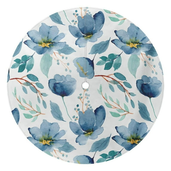 Outdoor Waterproof Tablecloth with Umbrella Hole and Zipper,Watercolor Plant Round Reusable Durable Decor Table Cover for Party Picnic Patio 60×60 Inch