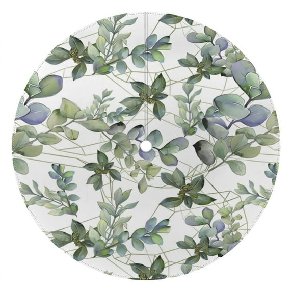 Outdoor Waterproof Tablecloth with Umbrella Hole and Zipper,Watercolor Plant Round Reusable Durable Decor Table Cover for Party Picnic Patio 60×60 Inch