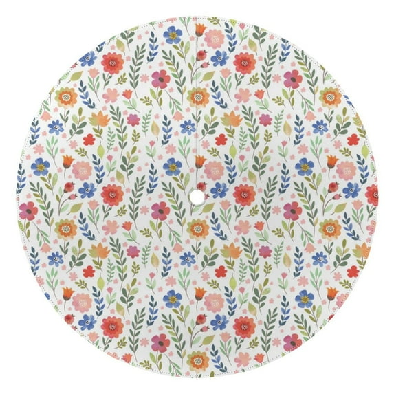 Outdoor Waterproof Tablecloth with Umbrella Hole and Zipper,Floral Flowers Round Reusable Durable Decor Table Cover for Party Picnic Patio 60×60 Inch